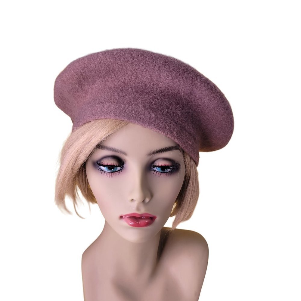 𝅺WOOL Classic Solid Camel Brown French Classic Beret - Picture 3 of 10